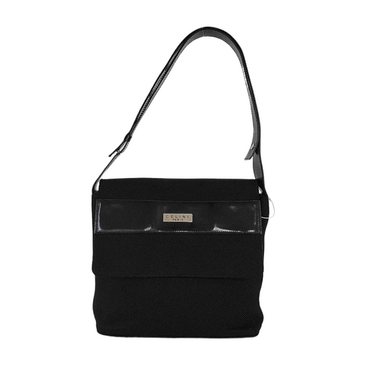 CELINE Black fabric crossbody bag shoulder bag Silver Hardware-(SKU)-946436005