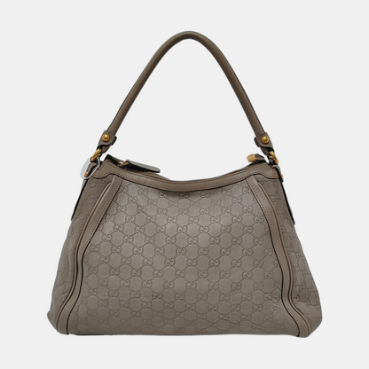 GUCCI Gray Cowhide Monogram Crumpled Single Shoulder Bag Golden hardware-(SKU)-946387965