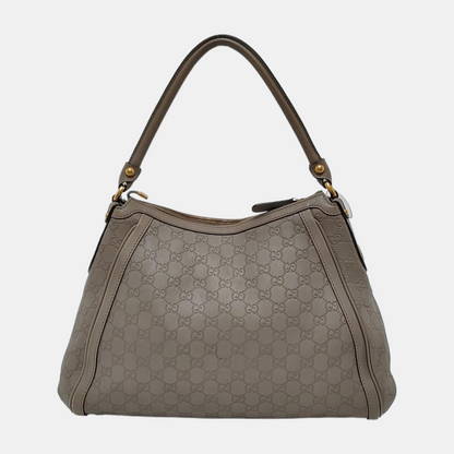 GUCCI Gray Cowhide Monogram Crumpled Single Shoulder Bag Golden hardware-(SKU)-946387965