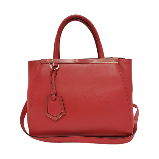 FENDI 2 Jours Small size Red Cowhide Single Shoulder Bag Handbag Crossbody Bag Gold Red Hardware Removable shoulder strap-(SKU)-946007227
