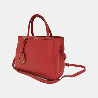 FENDI 2 Jours Small size Red Cowhide Single Shoulder Bag Handbag Crossbody Bag Gold Red Hardware Removable shoulder strap-(SKU)-946007227