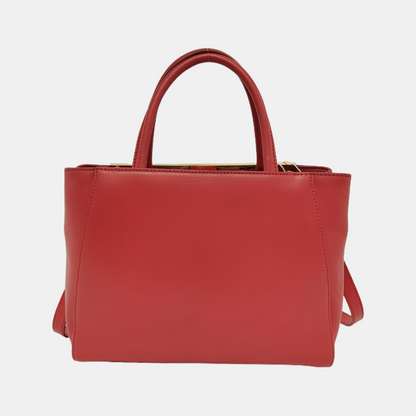 FENDI 2 Jours Small size Red Cowhide Single Shoulder Bag Handbag Crossbody Bag Gold Red Hardware Removable shoulder strap-(SKU)-946007227