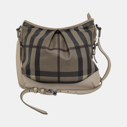 BURBERRY Gray coated canvas crossbody single shoulder bag Black hardware-(SKU)-946494717