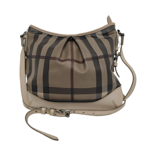 BURBERRY Gray coated canvas crossbody single shoulder bag Black hardware-(SKU)-946494717