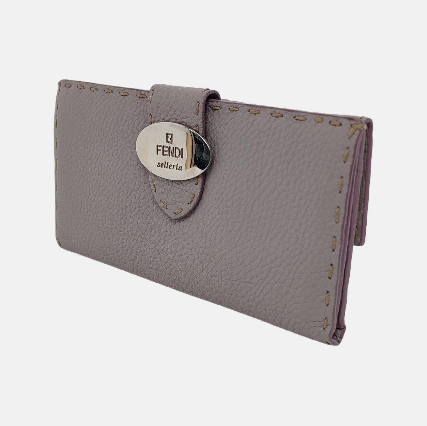 FENDI Light Purple Cowhide Wallet Silver Hardware-(SKU)-946207495