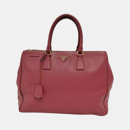 PRADA Galleria Extra Large Pink Cow Leather Logo Crosshatch Killer Bag Handbag Shoulder Bag Crossbody Golden hardware-(SKU)-946380877