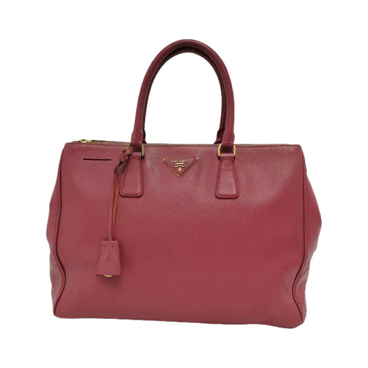 PRADA Galleria Extra Large Pink Cow Leather Logo Crosshatch Killer Bag Handbag Shoulder Bag Crossbody Golden hardware-(SKU)-946380877