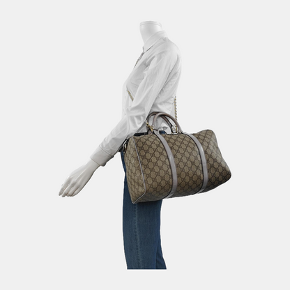 GUCCI BostonBrown Coated Canvas Embossed Handbag-(SKU)-946323823
