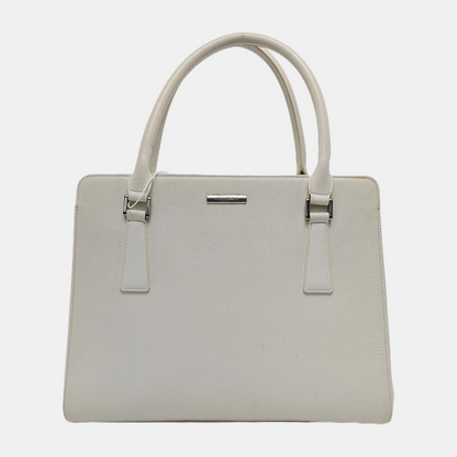 BURBERRY Tote bag Small size White Cowhide Textured Handbag Silver Hardware-(SKU)-946077428