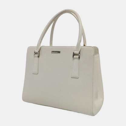 BURBERRY Tote bag Small size White Cowhide Textured Handbag Silver Hardware-(SKU)-946077428