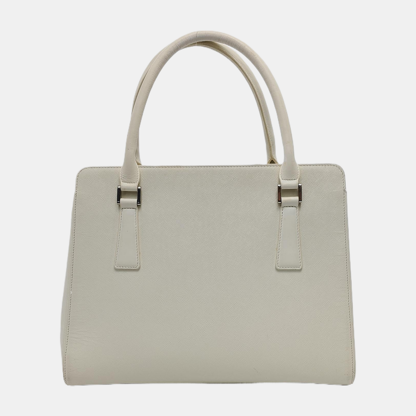 BURBERRY Tote bag Small size White Cowhide Textured Handbag Silver Hardware-(SKU)-946077428
