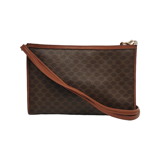CELINE Brown Coated Canvas Triumph Clutch Golden hardware-(SKU)-946249949