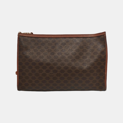 CELINE Brown Coated Canvas Triumph Clutch Golden hardware-(SKU)-946249949