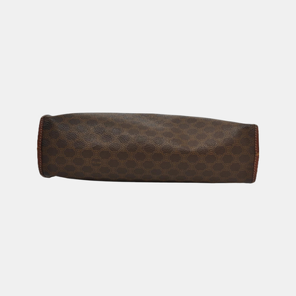 CELINE Brown Coated Canvas Triumph Clutch Golden hardware-(SKU)-946249949