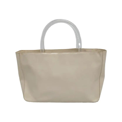 PRADA Tote bag Beige Leather Tote Bag Silver Hardware-(SKU)-943934886