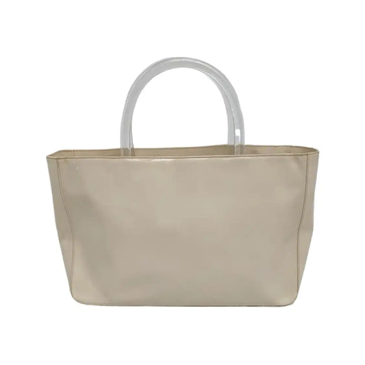 PRADA Tote bag Beige Leather Tote Bag Silver Hardware-(SKU)-943934886