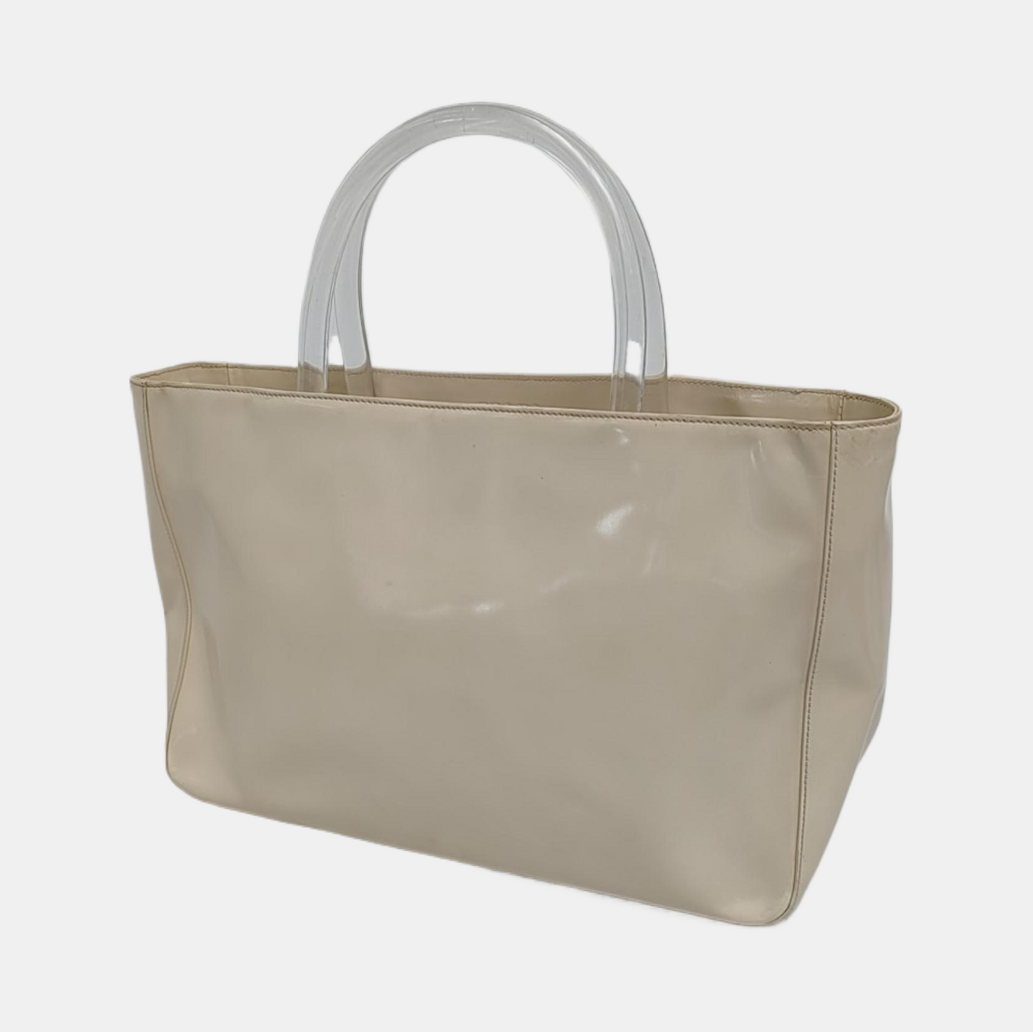 PRADA Tote bag Beige Leather Tote Bag Silver Hardware-(SKU)-943934886