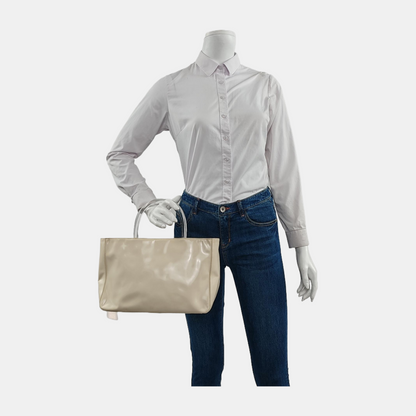 PRADA Tote bag Beige Leather Tote Bag Silver Hardware-(SKU)-943934886