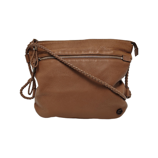 GUCCI Brown Cowhide Braided Single Shoulder Bag Crossbody Silver Hardware-(SKU)-946552390