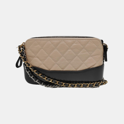 CHANEL GABRIELLE Mini Beige Calfskin QuiltedWandering Bag Crossbody Bag Single Shoulder Bag Golden and Silver Hardware 25 Compartments-(SKU)-946473222