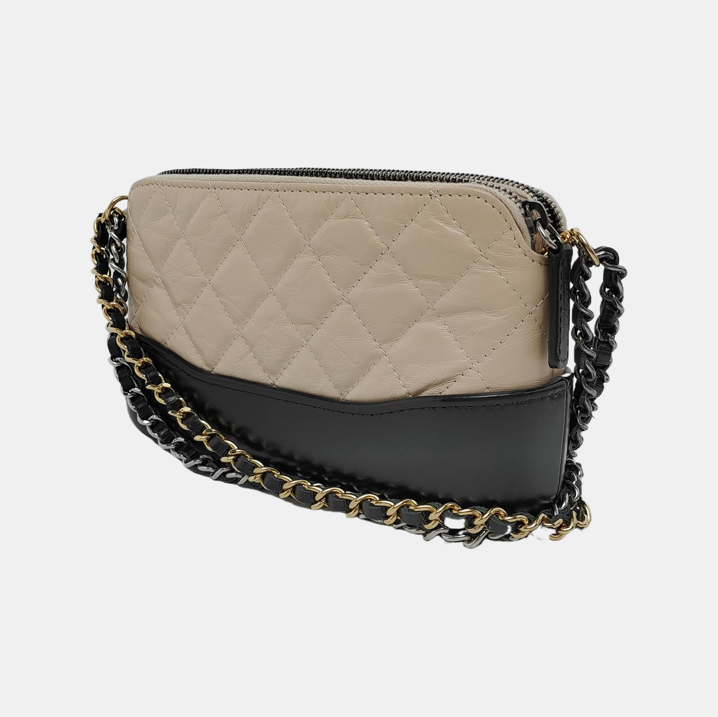 CHANEL GABRIELLE Mini Beige Calfskin QuiltedWandering Bag Crossbody Bag Single Shoulder Bag Golden and Silver Hardware 25 Compartments-(SKU)-946473222