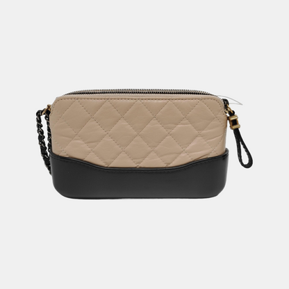 CHANEL GABRIELLE Mini Beige Calfskin QuiltedWandering Bag Crossbody Bag Single Shoulder Bag Golden and Silver Hardware 25 Compartments-(SKU)-946473222