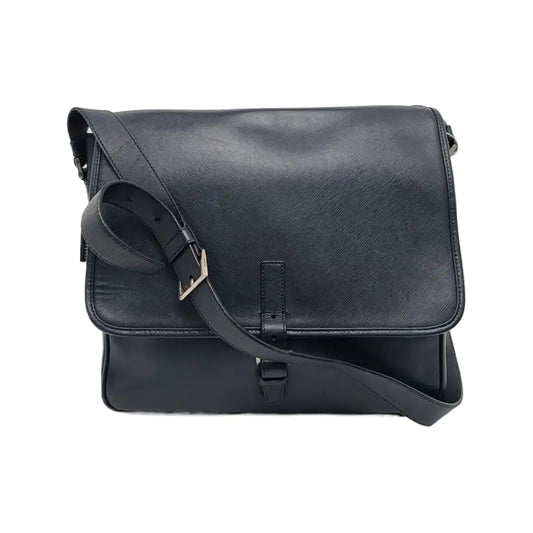 PRADA Navy Blue Nylon Shoulder Bag Crossbody Silver Hardware-(SKU)-946421591