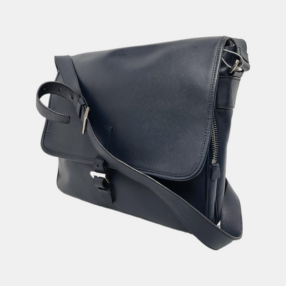 PRADA Navy Blue Nylon Shoulder Bag Crossbody Silver Hardware-(SKU)-946421591
