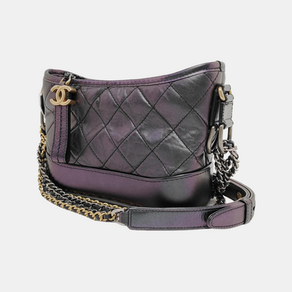 CHANEL GABRIELLE Small Size Radiant Calfskin Quilted Diagonal Bag, Shoulder Bag, Crossbody with Detachable Strap, Golden, Silver, and Ruthenium-Colored Hardware, 27 Clasps-(SKU)-946512946