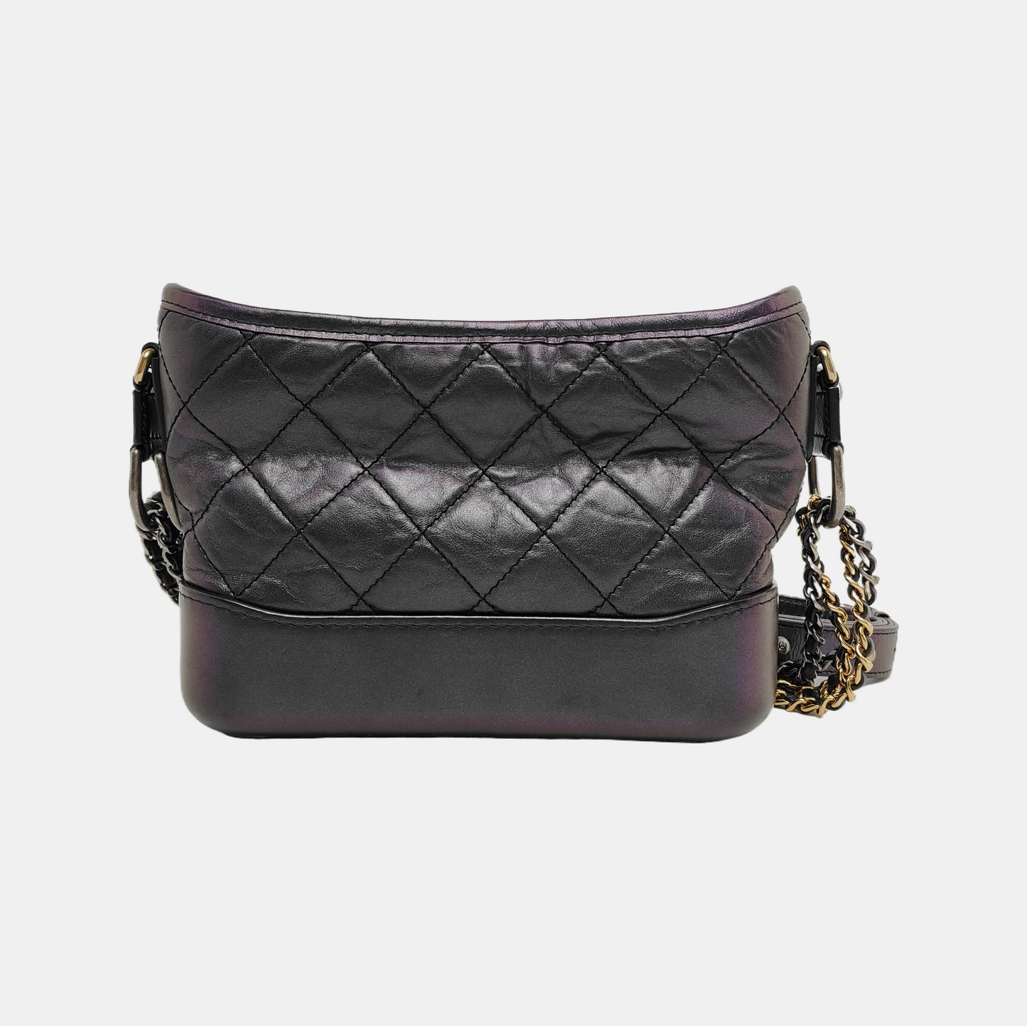 CHANEL GABRIELLE Small Size Radiant Calfskin Quilted Diagonal Bag, Shoulder Bag, Crossbody with Detachable Strap, Golden, Silver, and Ruthenium-Colored Hardware, 27 Clasps-(SKU)-946512946