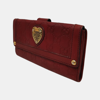 GUCCI Red Cowhide Monogrammed Embossed Wallet Golden hardware-(SKU)-946774567
