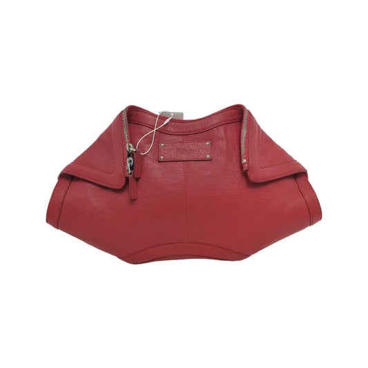Alexander McQUEEN De Manta Red Cowhide Handbag Silver Hardware-(SKU)-946585278
