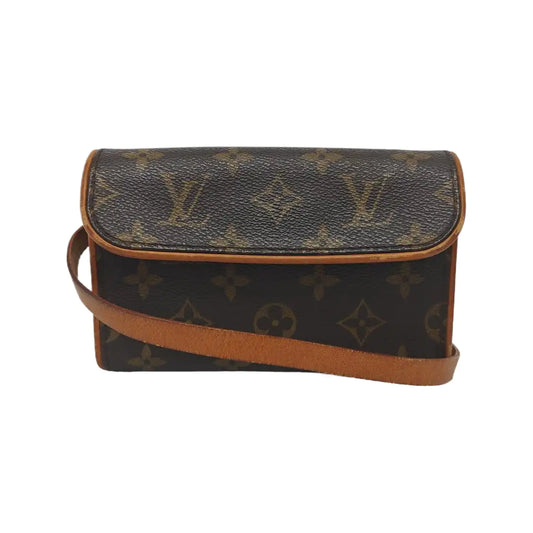 LOUIS VUITTON FLORENTINE Brown Coated Canvas Fanny Pack斜挎包腰包/胸包 Golden hardware Removable shoulder strap-(SKU)-946317120