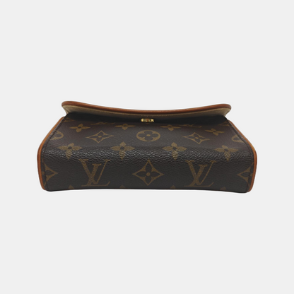 LOUIS VUITTON FLORENTINE Brown Coated Canvas Fanny Pack斜挎包腰包/胸包 Golden hardware Removable shoulder strap-(SKU)-946317120