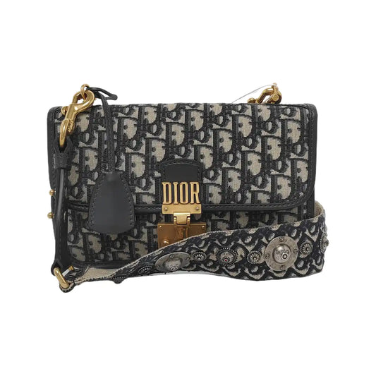 DIOR Dioraddict Beige Canvas Monogram Embossed Shoulder Bag Crossbody Bag with Detachable Strap-(SKU)-946768990