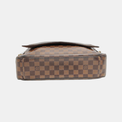 LOUIS VUITTON SHELTON Medium size Brown coated canvas checkered postman bag crossbody single shoulder bag Golden hardware-(SKU)-946505264