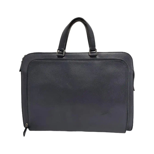 PRADA Blue cowhide cross-grain handbag Silver Hardware-(SKU)-946508554