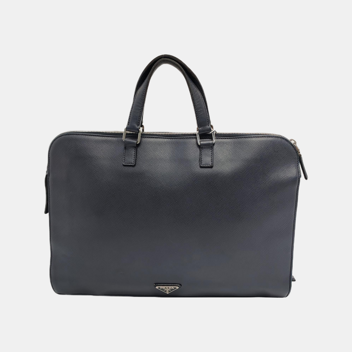 PRADA Blue cowhide cross-grain handbag Silver Hardware-(SKU)-946508554