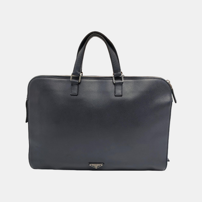 PRADA Blue cowhide cross-grain handbag Silver Hardware-(SKU)-946508554