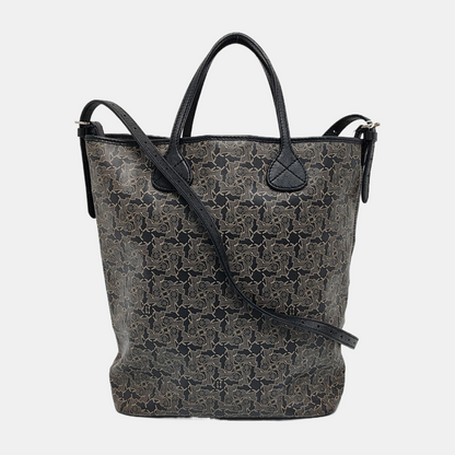 CELINE Gray Coated Canvas Printed Single Shoulder Bag with Handbag Silver Hardware Removable shoulder strap-(SKU)-946941967