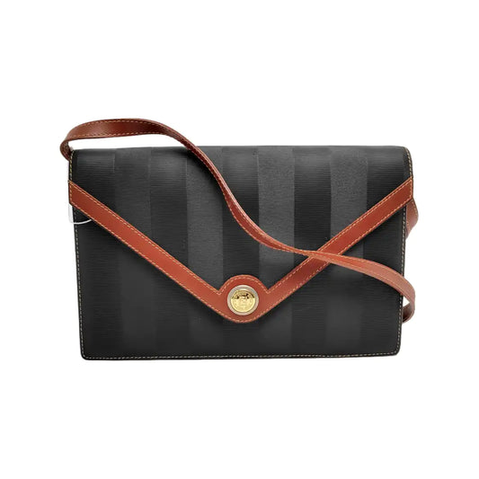 FENDI Patchwork Coated Canvas Single Shoulder Bag Golden Silver Hardware Vintage model-(SKU)-946864365