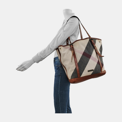 BURBERRY Tote bag Multicolor Canvas Single Shoulder Bag Handbag Black hardware-(SKU)-946632351