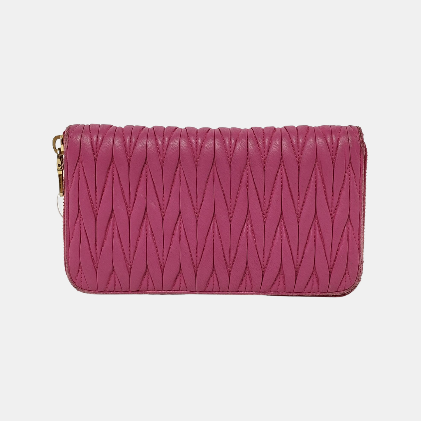 Miu Miu Pink sheepskin quilted wallet Golden hardware-(SKU)-946701316