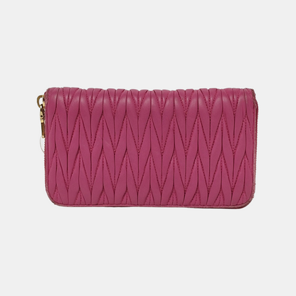 Miu Miu Pink sheepskin quilted wallet Golden hardware-(SKU)-946701316