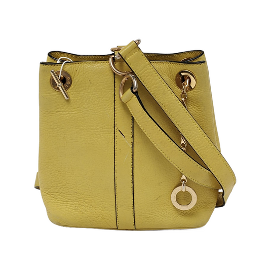 CELINE Yellow Cowhide Single Shoulder Bag Crossbody Bag Golden hardware-(SKU)-946897098