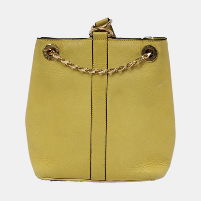CELINE Yellow Cowhide Single Shoulder Bag Crossbody Bag Golden hardware-(SKU)-946897098