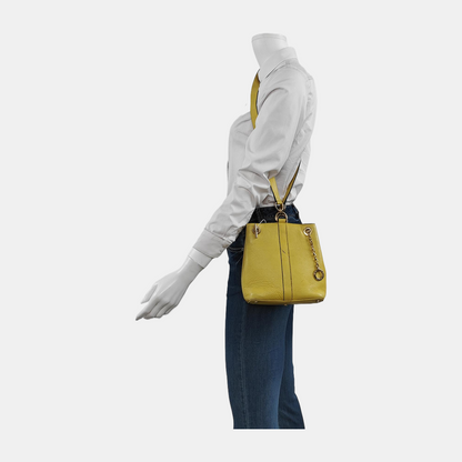 CELINE Yellow Cowhide Single Shoulder Bag Crossbody Bag Golden hardware-(SKU)-946897098