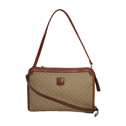 CELINE MACADAM CLUTCHES Khaki Coated Canvas Triumph Clutch Golden hardware-(SKU)-946907991