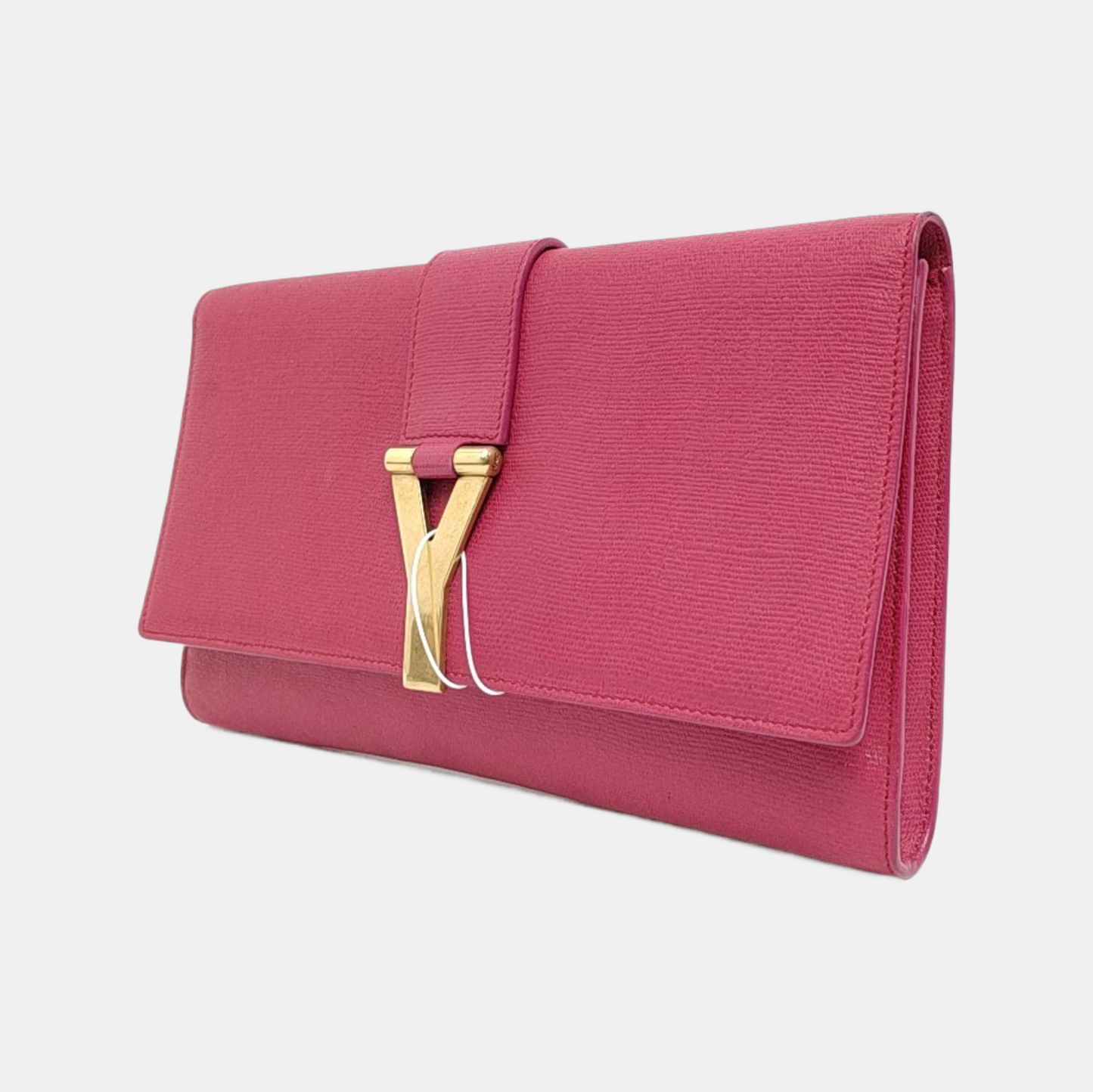 YSL CHYC Y LIGNE Fuchsia Leather Clutch Golden hardware-(SKU)-940540756