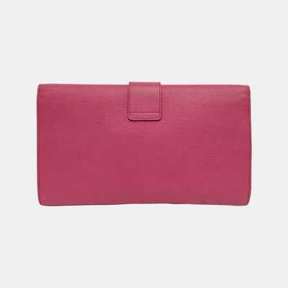 YSL CHYC Y LIGNE Fuchsia Leather Clutch Golden hardware-(SKU)-940540756